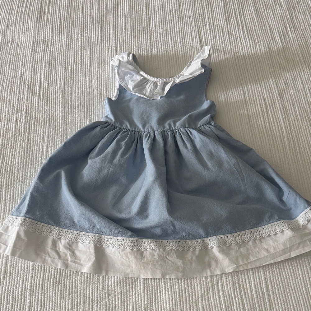 Catherine Malandrino Blue Dress with White Ruffle Collar